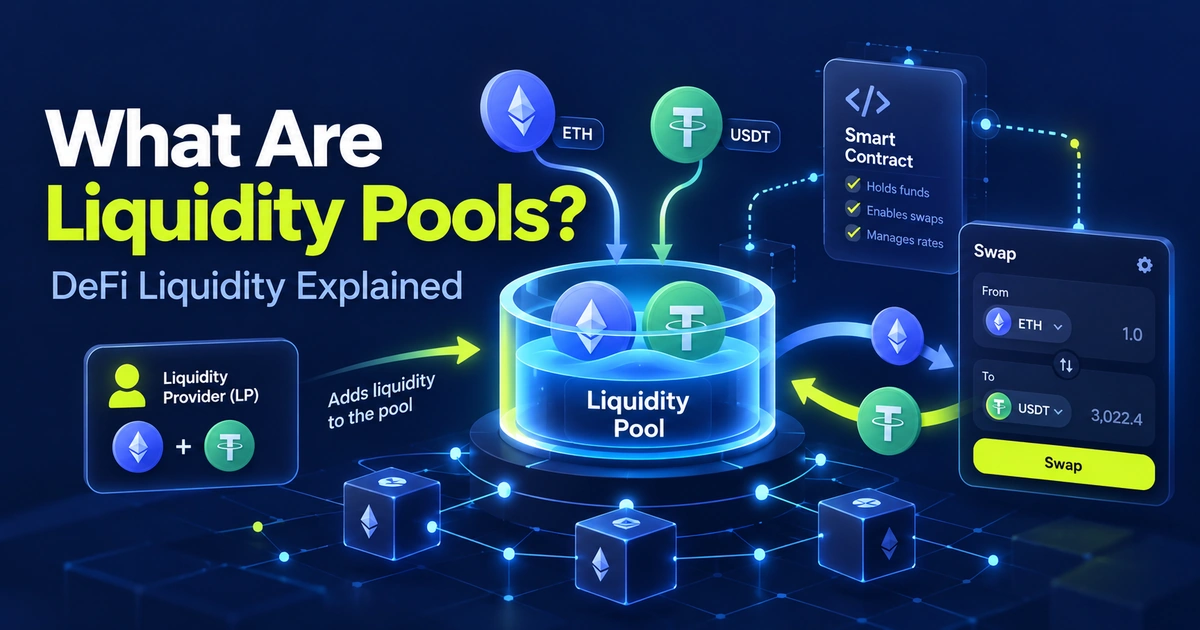 Beginner guide explaining DeFi liquidity pools, liquidity providers, AMMs and token swaps.